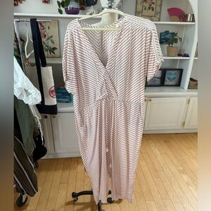 Anthropologie Striped V-Neck Jumpsuit
